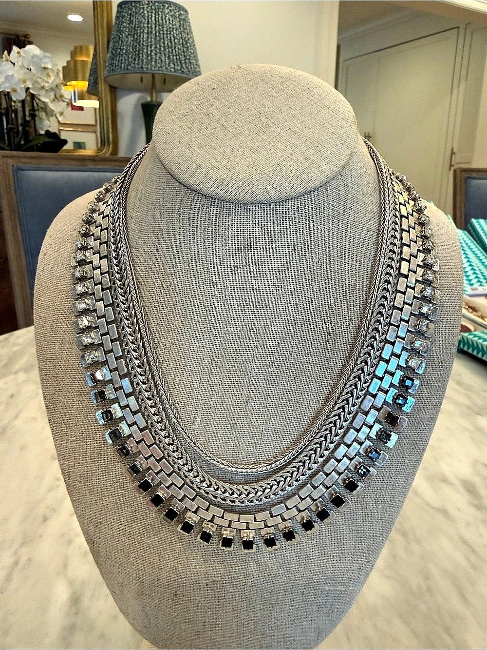 stella & dot Statement Silver-Tone Necklace Like New
